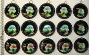 15 Special Assorted Ninja Turtles Black Flat Bottle Cap Necklaces Set 01