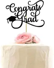 Congrats Grad Cake Topper, Graduation 2022 Party Decorations, Class of 2022 Cake Decor Sign, Black