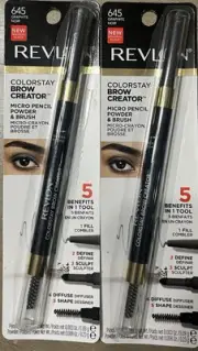 Revlon ColorStay Brow Creator Micro Tip Pencil Powder 645 Graphite Noir X2