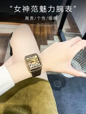 手錶女款2222年新款夏季鑲鉆輕奢復古方形大錶盤防水氣質石英錶