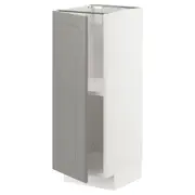 METOD base cabinet with shelves, white/Bodbyn grey, 30x37x80 cm