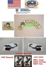 1969 Plymouth Road Runner Complete Set Road Runner Decals