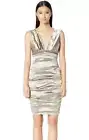 Nicole Miller Cava Techno Metal Plunge Dress Women's Size 12 L8007