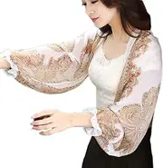 [generic] Sun Protective Shawl with Flared Sleeves Cooling Arm Sleeve Covers Breathable Sun Blocking Wrap Shawl for Outdoor