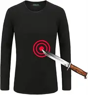 [FAcoLL] Stab-Proof Long-Sleeved T-Shirt, Concealed Tactical Jacket Safety T-Shirt, Cut Resistant Clothing, Anti Cut Security Clothing for Police and Security Staff Black S