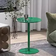 Round Side Table Bar Pub Table, Metal Patio Dining Table, Counter Height Table for Living Room Kitchen Small Space Modern Accent Nightstand, Green(48x56cm)