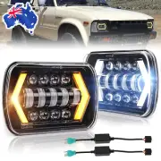 Pair For Mitsubishi Triton LED Headlights 5x7 7x6" Head Lamp HI/LO/DRL+Adapters (for: Mitsubishi)