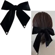 Big Velvet Hair Bows Clips for Girls Women Bow Pearl Hair Clip Accessories for Women Large Bowknot Barrettes Pearl Hair Clips with Bowknot Hair Pins Black Hair Bow Clip