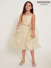 Monsoon Gold 2-in-1 Detachable Ruffle Skirt Dress (AY9388) | $157 - $180
