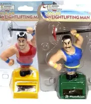 Set Of 2- Solar Dancing Weightlifters Strongman-Red & Blue