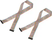 uxcell IDC Rainbow Wire Flat Ribbon Cable 2.54mm Pitch 20 Pin Connection Line FC Dual Female Black Connector for DIY Experiment 2 Ft Length 2 Pcs
