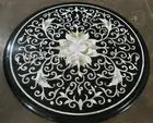 Handmade Coffee Table Top , 27 Inches Patio Side Table , Black Marble Sofa Table