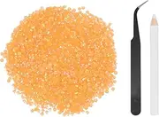 uxcell 5000pcs Flatback Rhinestones Resin, SS6 2mm Resin Rhinestones Bulk Round Shine Gems with Pickup Tools for DIY Nail Art Tumblers Mugs Clothes, Orange