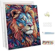 MEIYUDA Paint by Numbers Adults with Frame, Animal Lion, Paint by Numbers, DIY Set with Brushes and Acrylic Paints, Hand Painted Oil Painting Canvas for Home Decor, 30 x 40 cm