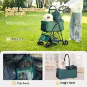 Pet Dog Stroller Pram Large Cat Carrier Cage Travel 3 Wheels Foldable Pushchair