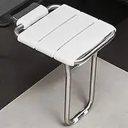 FFSPIIO Wall Mounted Shower Stools, for Elderly Disabled Anti-Slip Change Shoes Stool Stainless Steel Legs Plastic Folding Shower Seat Shower Chair