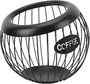 Metal Coffee Pod Organizer, Large Capacity Iron Coffee Pods Storage Basket for Coffee Bar Counter Desktop, Versatile Storage, for Tea Bags, Fruits, Candies Organizer (Black)