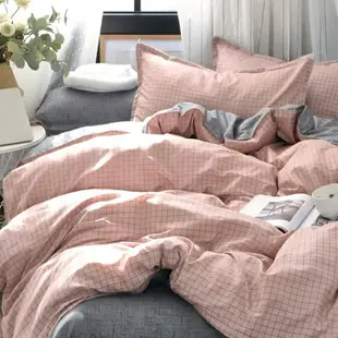 北歐風格子床包四件組 床單 單人床包 雙人床包 床罩 被單 枕頭套 舒柔棉床包 透氣 四季通用 IKEA尺寸 床包組