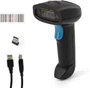 1D Barcode Scanner Handheld Wirel Bar Code Reader Manual Trigger/Auto Continuous Scanning Support Code Compatible with Windows Android for Supermarket Retail S Library Logistics Warehouse