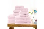 Softouch Light Weight Soft Premium Cotton Bath Towel 14 Piece Baby Pink Towel Pack