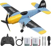 RC Plane, 3 Channel 2.4GHz Remote Controlled BF109 Fighter Toy with 2 Batteries, Remote Controlled Plane, Easy to Fly for Beginners, Adults, Children