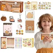 Stationery Set for Kids,School Pencil Bag with Compartments - Back-to-School Supplies for Students, Include Notebooks, Sticky Notes, Stickers, Pencil Case, and More