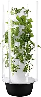 Hydroponic Tower, Vertical Planter Tower with Pump and Movable Water Tank Vegetable Plant, Hydroponics Growing Tower Kit, Food Grade with LED Grow Lights Gardening Lover,7 Layers,Black