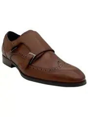 Stacy Adams Men's Karson Wingtip Double-Monk Strap Dress Shoe Cognac
