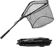 LLCJYYCY Fishing Net with Handle,Fishing Landing net with Telescoping Pole Handle,Folding Fishing Net for Easy Transportation & Storage，Fishing Nets for Fish for Kids Adults