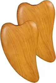 PERSELOSO 2Pcs Wooden Facial Scraping Board Massage Tool Heart Shaped Gua Plate for Tension Relief Improved Circulation Skin Elasticity Natural Scraping Tool