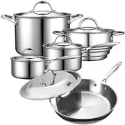 Cooks Standard 10 Piece Multi-Ply Clad Stainless Steel Cookware Set