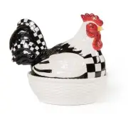 Mackenzie Childs Chicken In A Basket Lidded Dish
