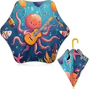 [ODAWA] Octopus Party Red Kids Umbrella J Handle Golf Umbrellas