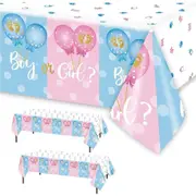 2PCS Pink Blue Boys or Girls Tablecloth Disposable Waterproof Balloons Theme Table Cloths Party Decoration for Baby Shower Birthday