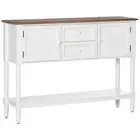 HOMCOM 11.75 in. White Rectangle Pine Wood Console Table with 2 Drawers and