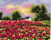 "Summer Meadow" Printed Canvas for Cross Stitch Tapestry Gobelin 2182