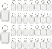 [Aymorder] 30 Piece Clear Acrylic Picture Frame Key Ring 4 * 5CM, Personalized Picture Insert Keychain Bulk, Blanks Photo Frame Keychains, Clear Photo Keyrings Artwork DIY Art Crafts