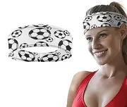 [Borhmty] Wide Sports Soccer Headbands for Girls Boys Moisture Wicking Sweat Headband Band Adjustbale Head Wrap Sweatbands for Women Men Sport Athletic Head Bands Mens Womens Soccer Headbands Headwrap