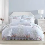 [Laura Ashley] Comforter Set, Super Soft Bedding with Matching Shams, Includes Bonus Throw Pillow Covers, Chic Room Decor (Hope Patchwork Blue, Twin)