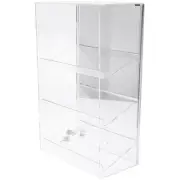 Plymor Acrylic Locking Case Sliding Back 3 Shelf Mirrored 21.75" x 13.25" x 7.5"