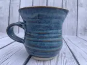Handmade Stoneware Ceramic Curvy Blue Mug