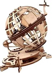 NAMOARLY 1Set Self Assembly Puzzle Educational Craft for Beige Decorative Globe with Mechanic Gears present for Curious and World Explorers