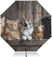 [PDZRMY] UV Protection Travel Umbrella Dog Cats Fence Compact for Rain and Sun - Auto Open and Close UPF 50+ Windproof Portable 46” Sun Umbrella for Women and Men