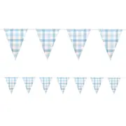 Pastel Blue Gingham Flag Banner (3.9m)
