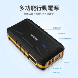 PHILIPS飛利浦 多功能行動電源 【內附智能夾】10000mAh 行充 充電寶 行動電源 DLP8086NB