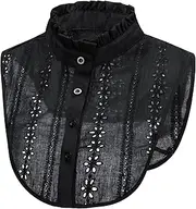 Women's Jacquard Cotton Blend Fake Collar Pleated Dickey Collar Detachable Collar