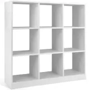 Costway Kids Toy Storage Organizer 13 in. Wide white 9-Cube Kids Bookcase for