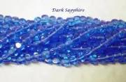 50 Sapphire Czech Glass Cube Beads 5 x 7MM