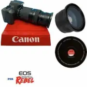 WIDE ANGLE LENS + MACRO LENS FOR CANON EFS 55-250MM F4-5.6 STM LENS EOS REBEL