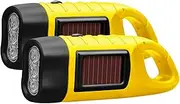 2-Pack Wind Up Torch, LED Super Bright Hand Crank Torch, Solar Dynamo Portable Camping & Emergency Flashlight with Carabiner Hook